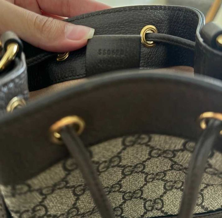 Gucci Ophidia Bucket Bag GG Supreme Mini BeigeEbony