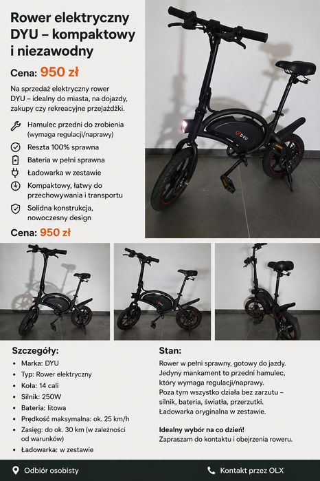 Rower Elektryczny  DYU-D3F