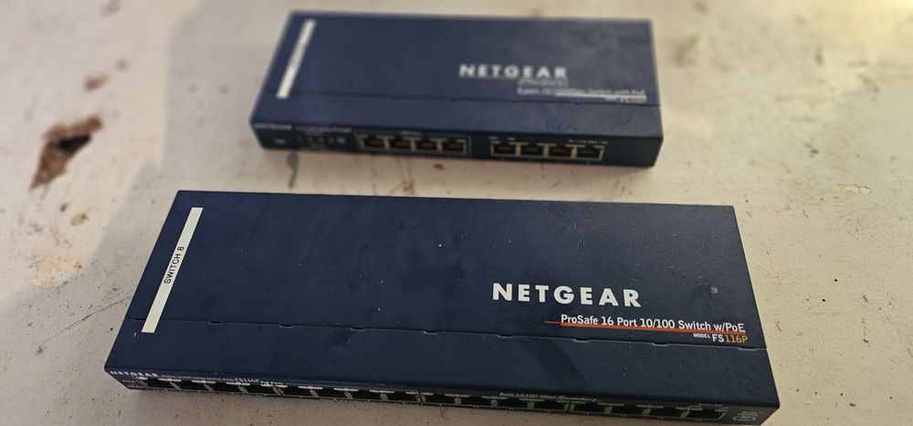 2x switch przełącznik sieciowy 16 i 8 portowy kamery