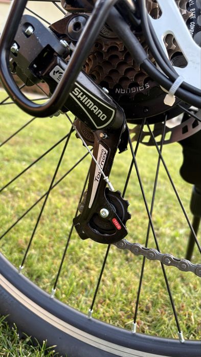 Rower Elektryczny E-Bike Biały | Bateria 15Ah (Zasięg 80km) | Skóra, LED  kola 27,5’