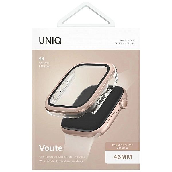 Etui ze szkłem hartowanym UNIQ Voute na Apple Watch 10/46 mm - różowo-