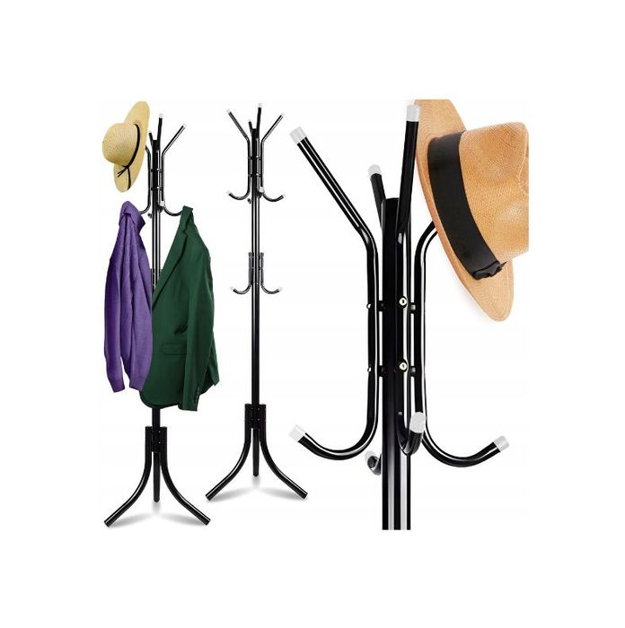 Wieszak Podłogowy Stojący Stojak Loft Na Ubrania Kurtki Poziomy Czarny