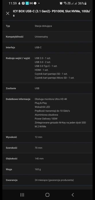 Stacja Dokująca HUB do Konsol PS5 USB-C 3.2 PD100W Slot NVMe 10Gbs HDM