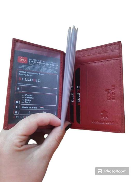 Etui na karty, skórzane! Piękne czerwone