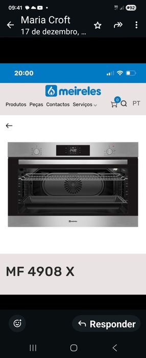 Fogão de encastrar novo 90cms