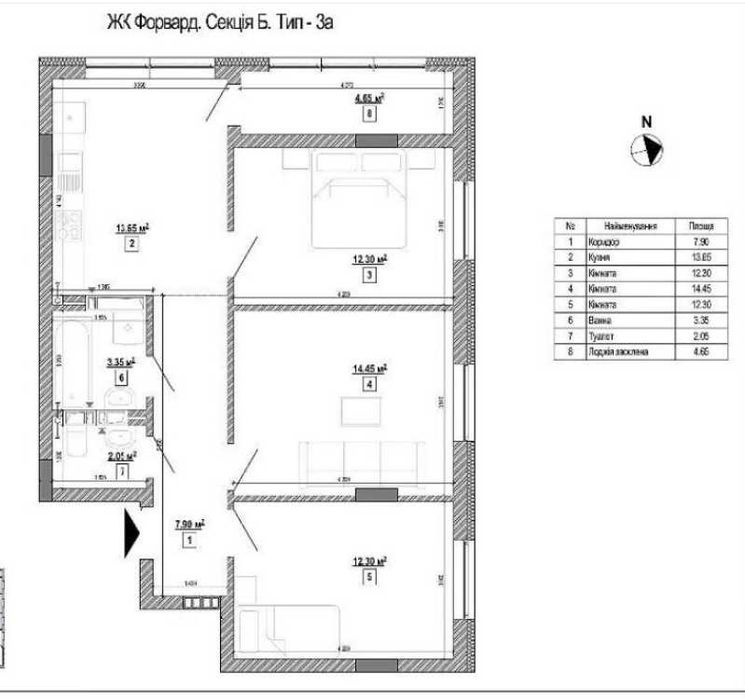 3-комнатная квартира по адресу ул. Ростиславская (площадь 73,5 м²) - Atlanta.ua - фото 3
