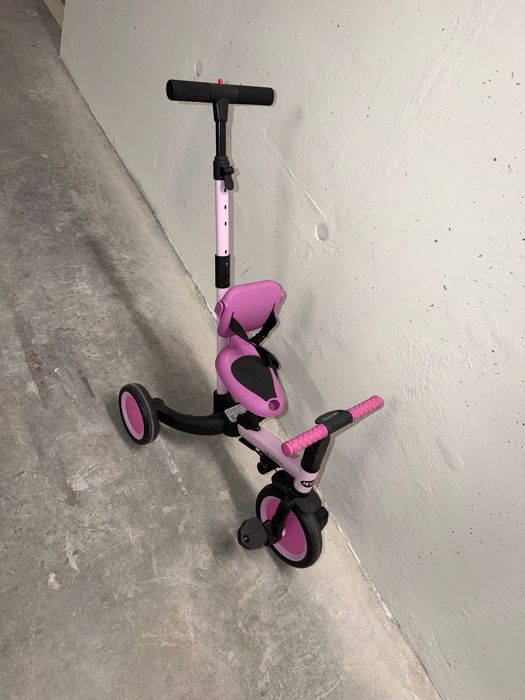 Triciclo NEWYOO Roxo/Rosa com Barra de Empurrar dos Pais + Cinto - 3 em 1