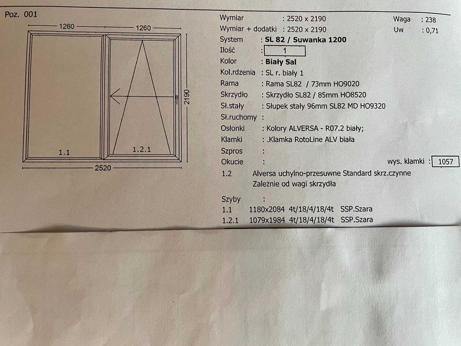 Drzwi tarasowe uchylno-rozsuwane białe, Nowe