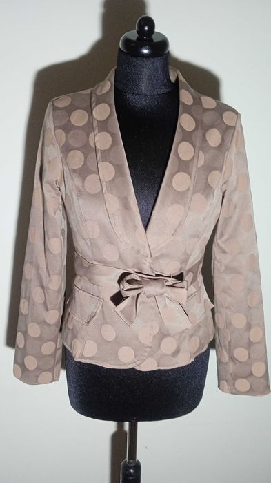 Moments marynarka/żakiet beżowa pudrowy róż w kropy jacket beige r.M