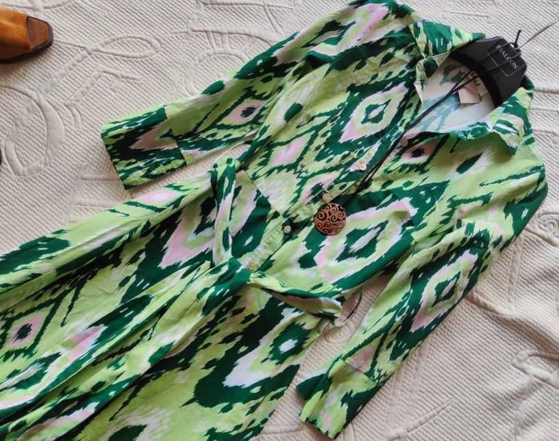 Szmizjerka sukienka zielona maxi  S M  36 38