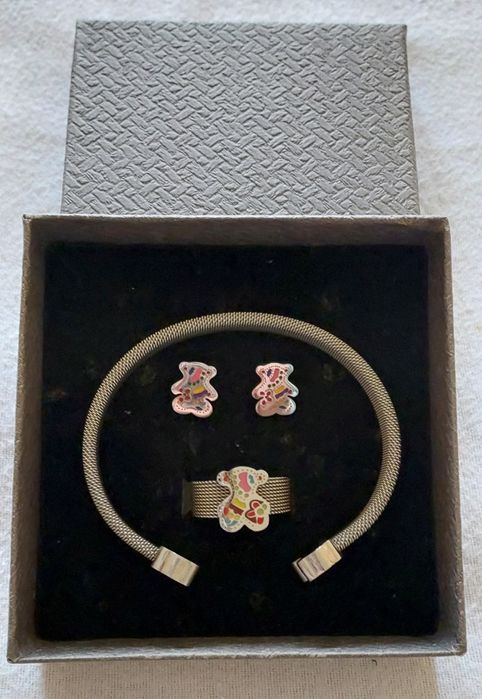 Pulseira+Brincos+Anel Aço