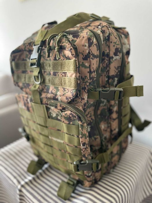 Mochila Táctica Militar Profissional – 45L | Verde Minecraft | NOVO