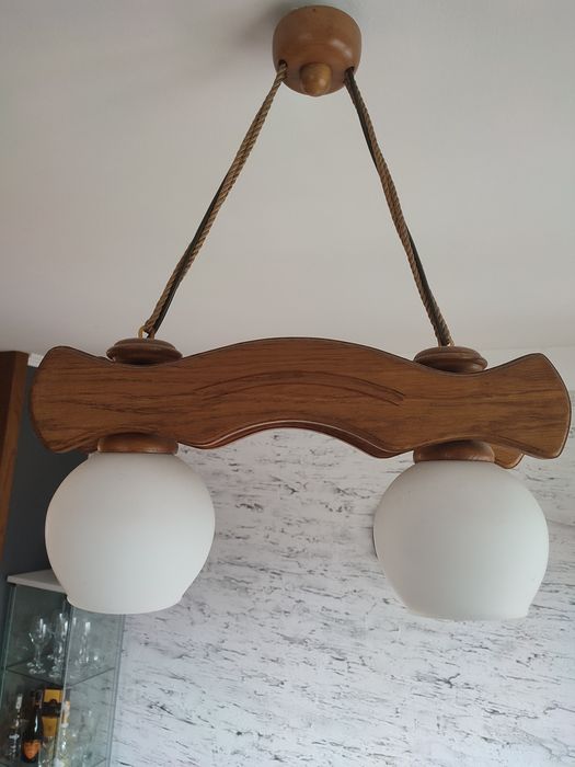 Lampa drewniana dwa klosze