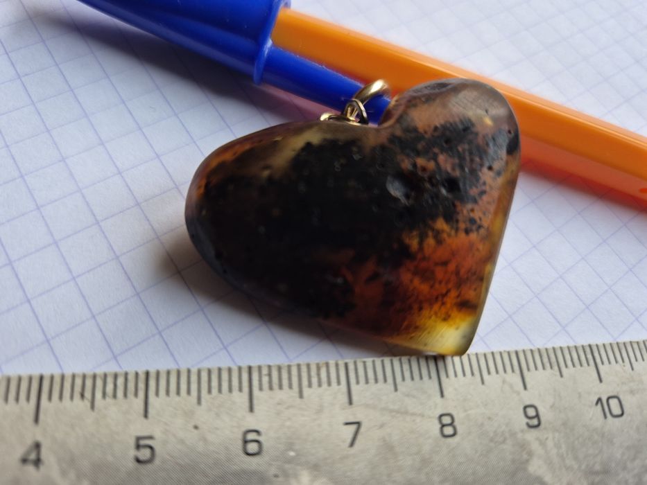 zawieszka serce bursztyn naturalny duży