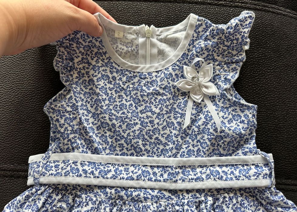 Vestido Azul e Branco Florido (24M)