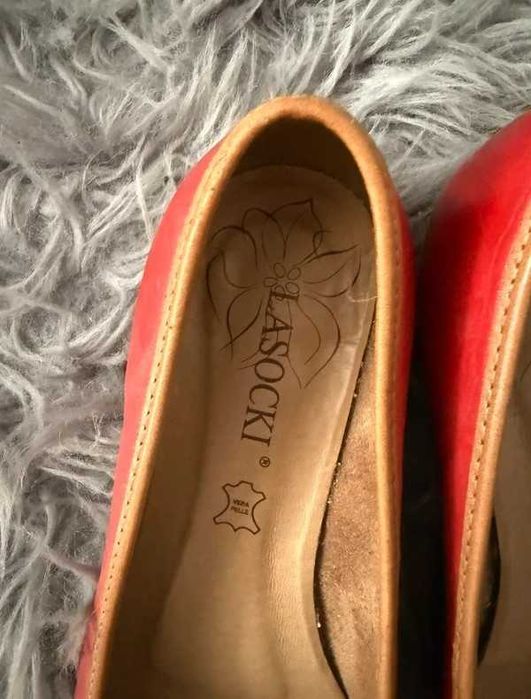 Baleriny vinatege skórzane skóra Boho cottge core coquette Lasocki 36