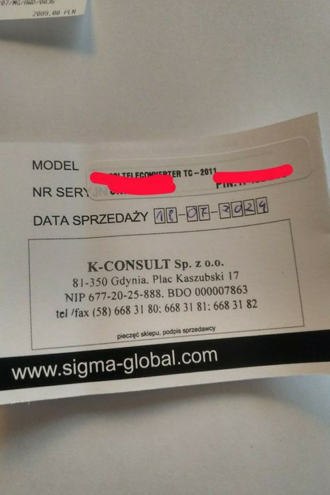 Telekonwerter L-mount Sigma TC-2011