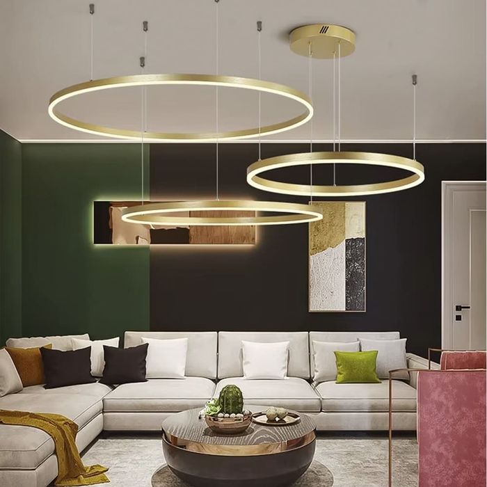 Підвісна люстра на 3 кільця,стильна люстра,світлодіодна люстра