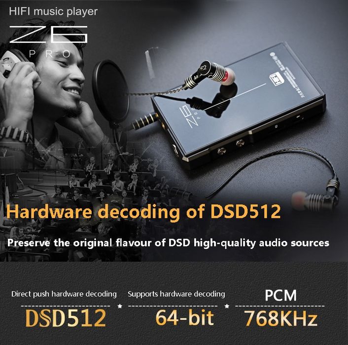 Hi-Fi плеер Z6 PRO Bluetooth DSD512 DSF DIFF PCM ESS аудиотерапия