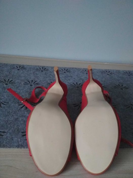 Czerwone szpilki/sandałki Jenny Fairy - rozmiar 39, zamsz