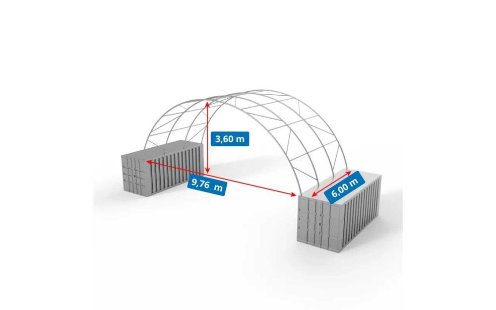 Zadaszenie kontenerowe 10x6m | Wytrzymałe PVC | szybki montaż | wiata