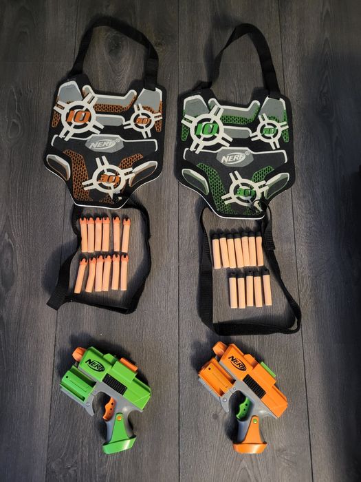 NERF zestaw dla dwóch osób 2 szt. naboje i tarcze kamizelki