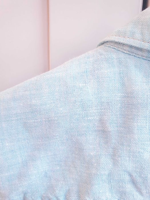 Niebieska turkusowa koszula lniana męska Colours & Sons 100% len L