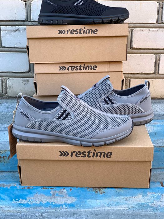 Чоловічі кросівки Restime 46, 47 | легкі мокасини сірі весна-літо,