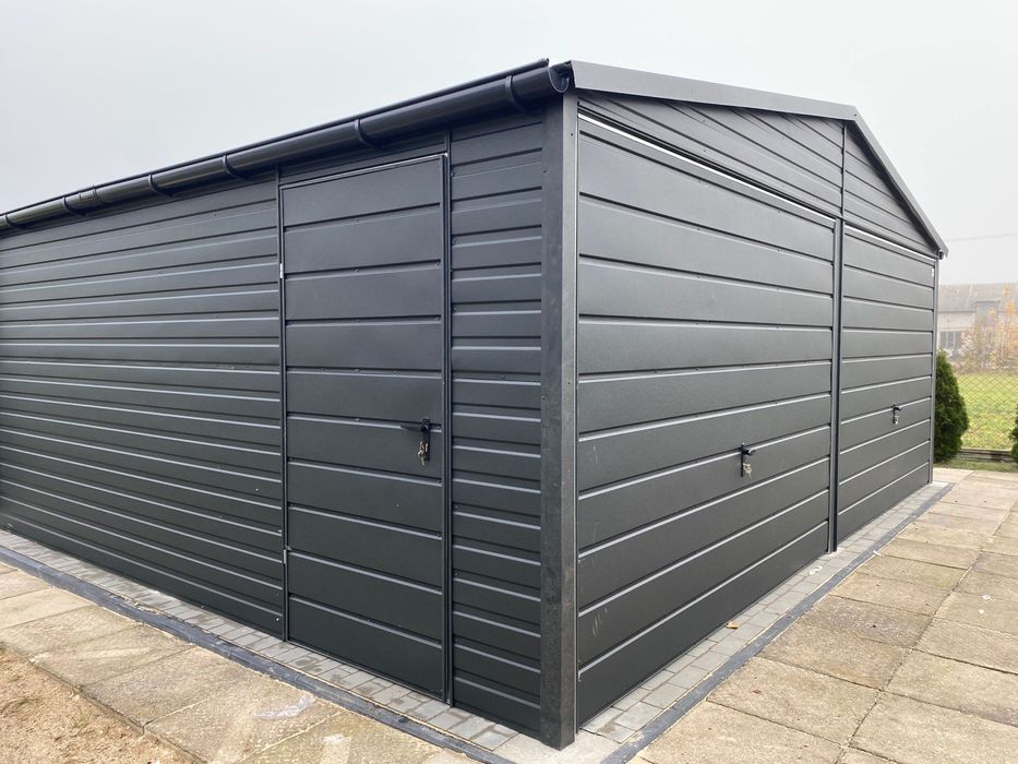 Garqż blaszany 6x5, grafit mat, antracyt, profil zamknięty. PRODUCENT.