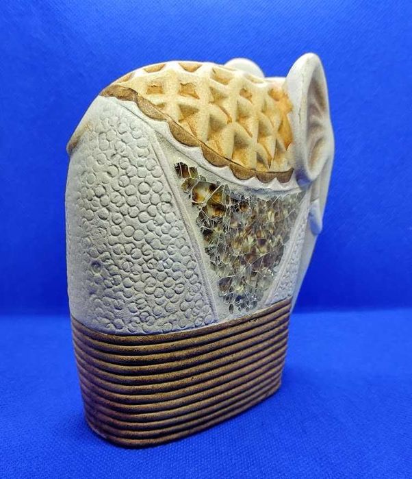 Artigo decorativo artesanato estatueta elefante em cerâmica