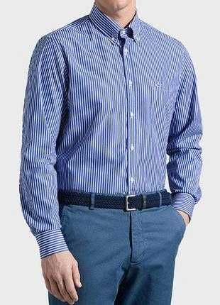 Сорочка чоловіча блакитна в білу смужку paul & shark довгий рукав xxl