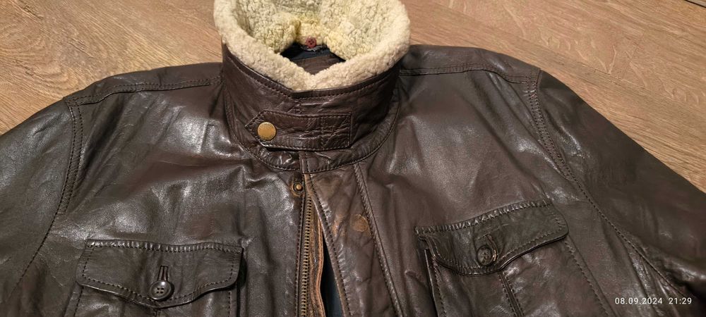 Шкіряна куртка Oodji 1L510012M/34892N/3900W ХХL Коричнева