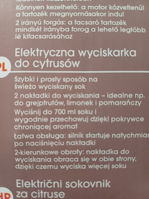 Wyciskarka do soków, wyciskarka do cytrusów NOWA, gwarancja