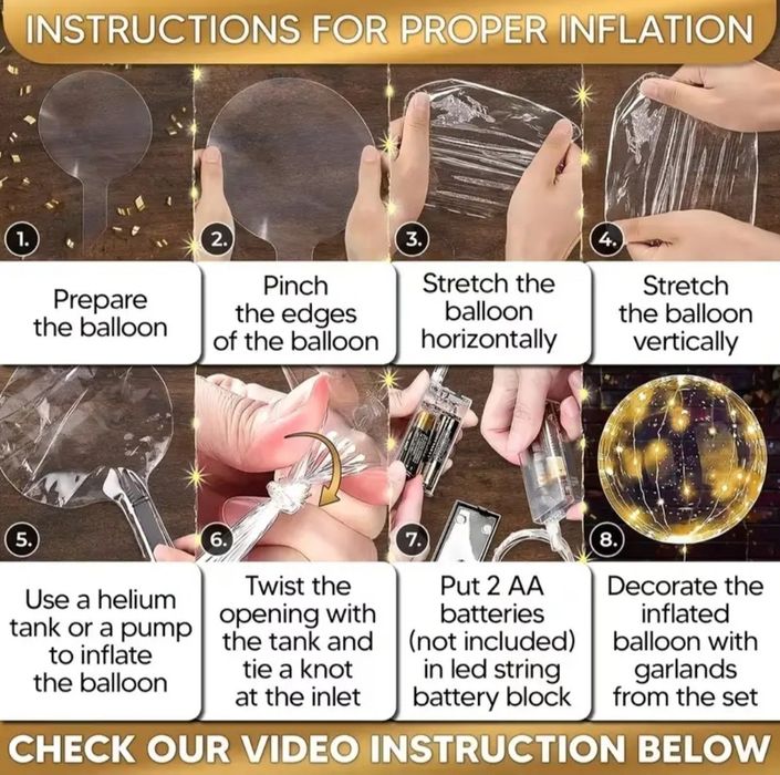 Кульки прозорі кулі з гірляндою надувні під гелій світяться святкові