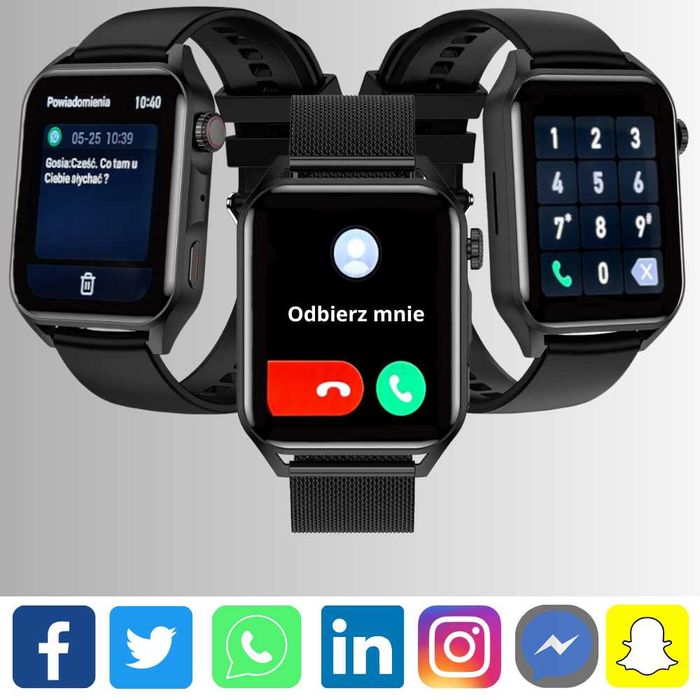 Smartwatch Zegarek Męski Menu PL Rozmowy Sport Powiadomienia Amoled