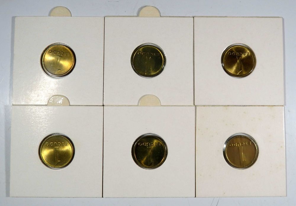 Moedas Republica. Portuguesa - Série completa 1$ Latão Níquel M. Maior 1981~1986 NOVAS em Alvéolo