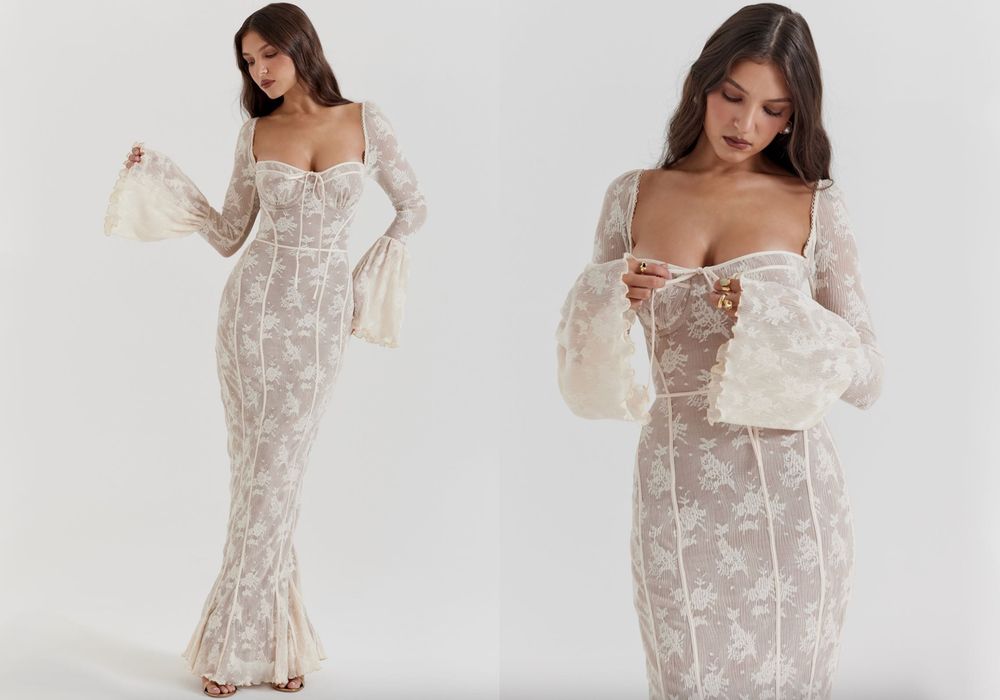 Nowa sukienka House of Cb Delilah XS vintage maxi dress studniówka ślub długa lou sesja zdjęciowa