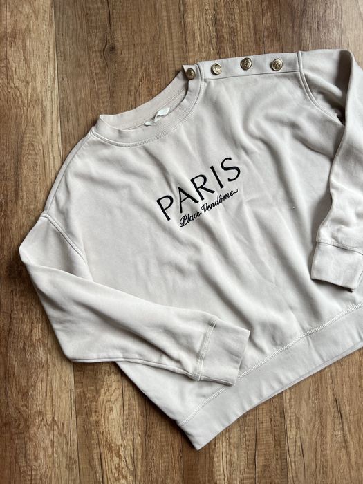Bluza kremowa śmietankowa Paris H&M M złote guziki