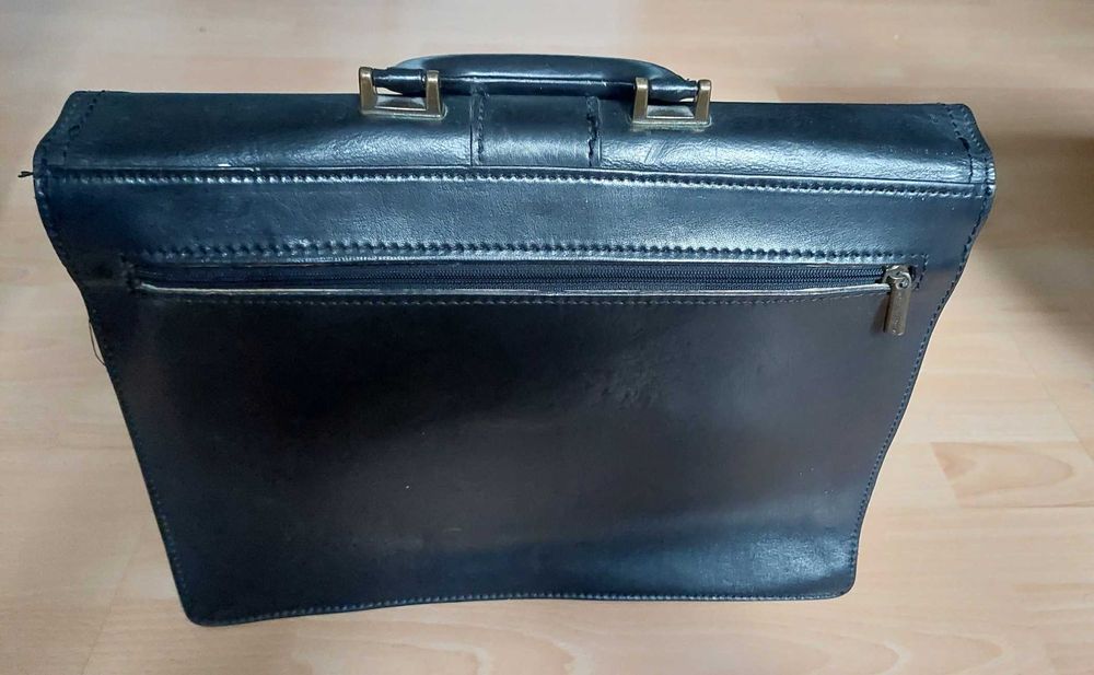 Unikatowa, duża skórzana teczka/ aktówka, Vintage!