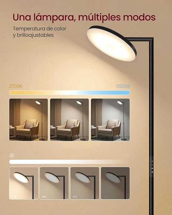 Lampa podłogowa regulowana wysokość głowica obrotowa z pilotem