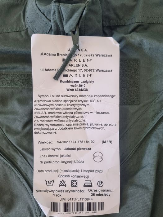 Kombinezon czołgisty Wzór 634 M/R