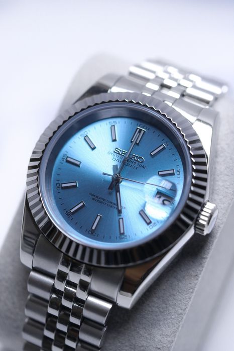 Zegarek Custom Mod Datejust Classic Ice Blue Jubilee Seiko Mod