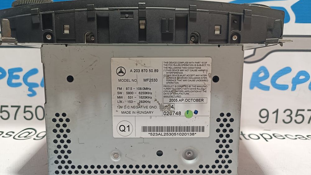 RADIO AUTORADIO LEITOR CD MERCEDES BENZ CLASS C W203 A2038705089