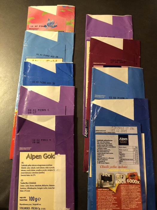 Opakowania po czekoladach