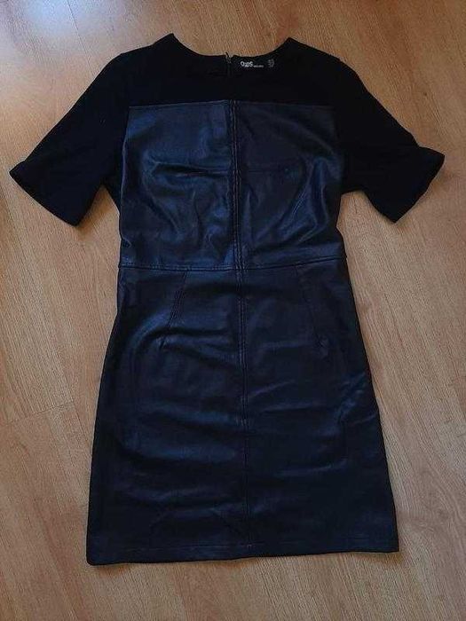 Платье кожаное черное