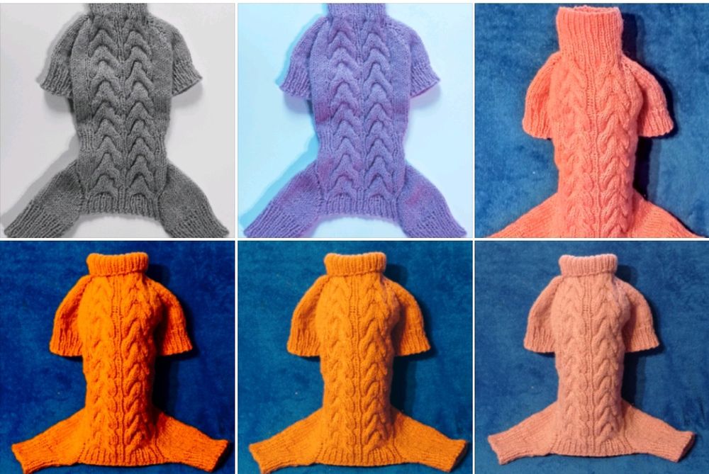 Одяг для собак, котів. В'язані шапки светри,  комбенізон, жилет.