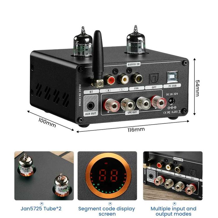 Усилитель звука аудио ламповый AIYIMA T9 на 200Вт под Bluetooth - б/у
