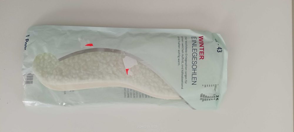 Wkładki zimowe ocieplane TEDI nowe 42-43 długosc 28cm