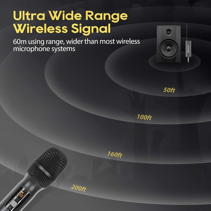 Bezprzewodowe mikrofony karaoke 60 m zasięgu 2x mikrofon + odbiornik