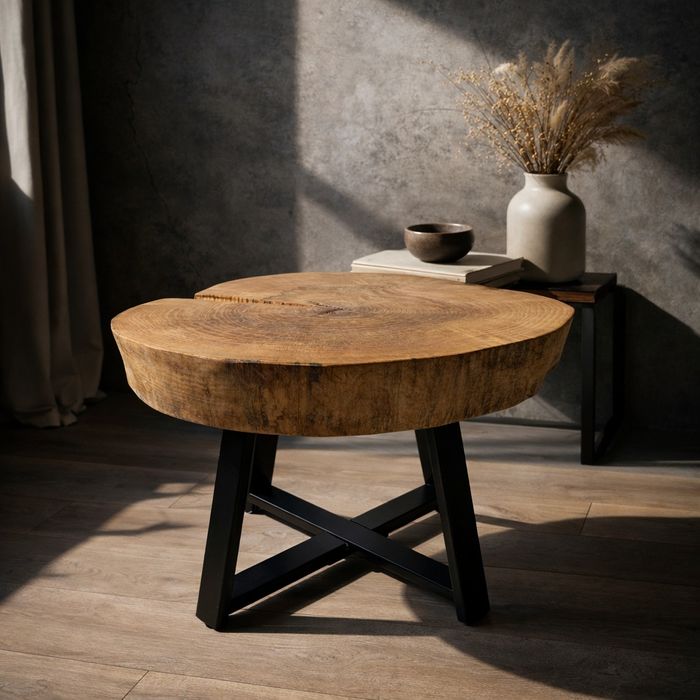 Stolik kawowy jesion z naturalnym pęknięciem